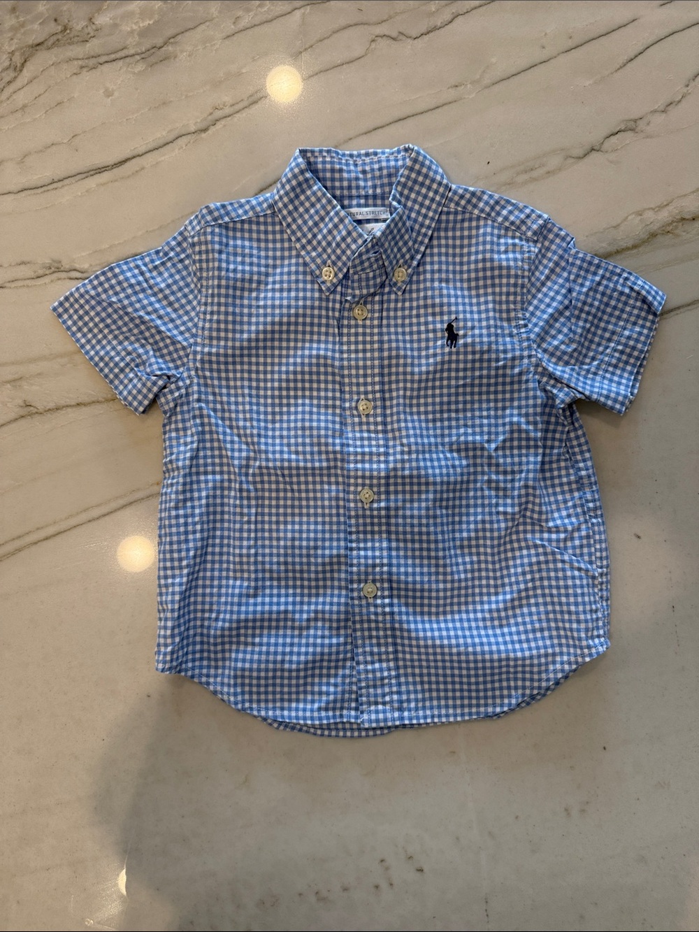 Polo by Ralph Lauren Toddler Boys' Blue Gingham Short-Sleeve Button-Down Shirt